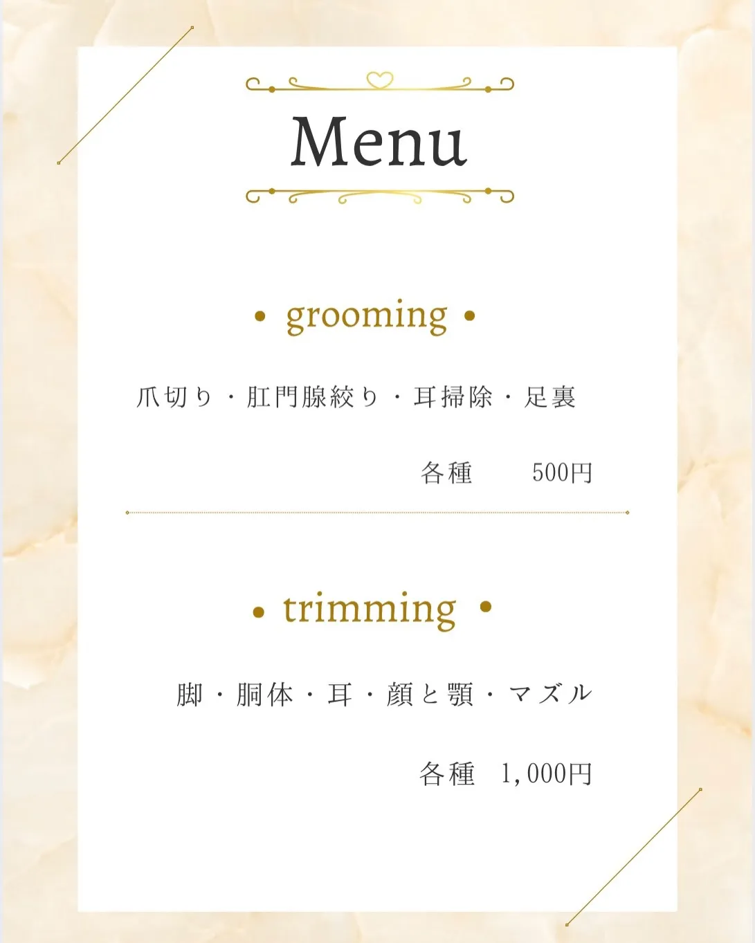 🌼 ロゼット・肉球アート＆ケアメニューのご案内 🌼